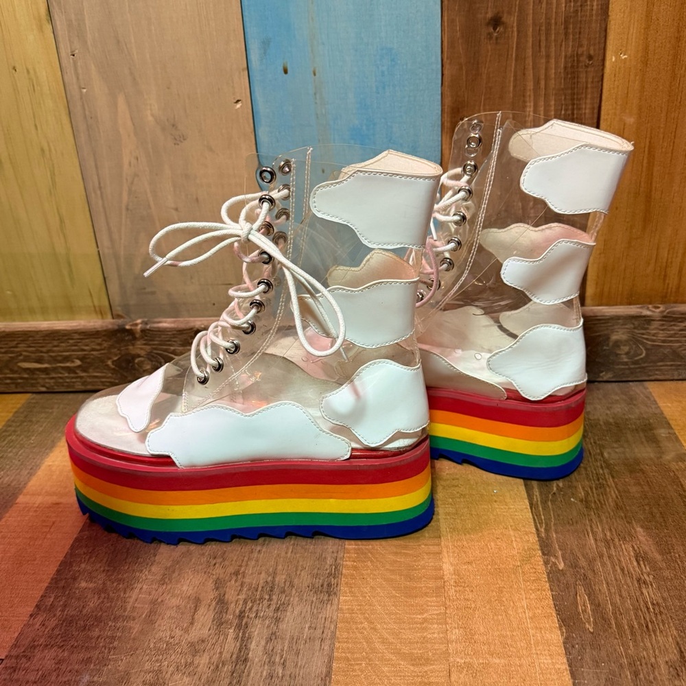 Dolls Kill Transparent Rainbow Platform Boots - image 4